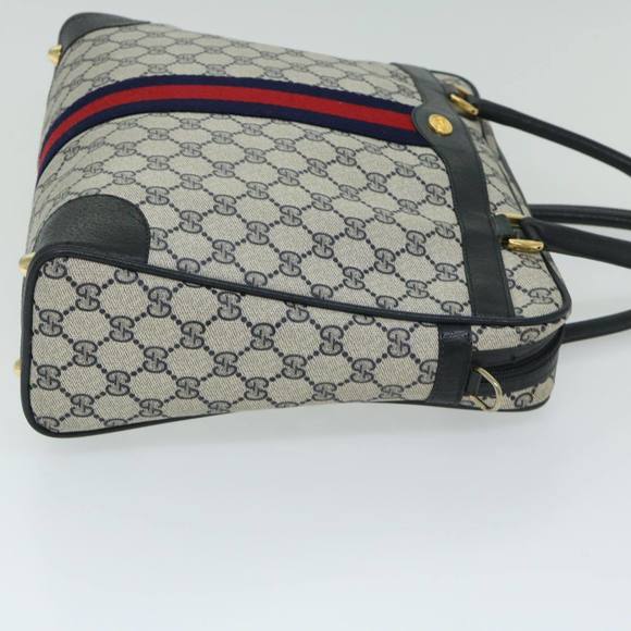 GUCCI GG Supreme Sherry Line Hand Bag PVC 2way Navy Red 904 02 015 Auth 68271 - Picture 3 of 16